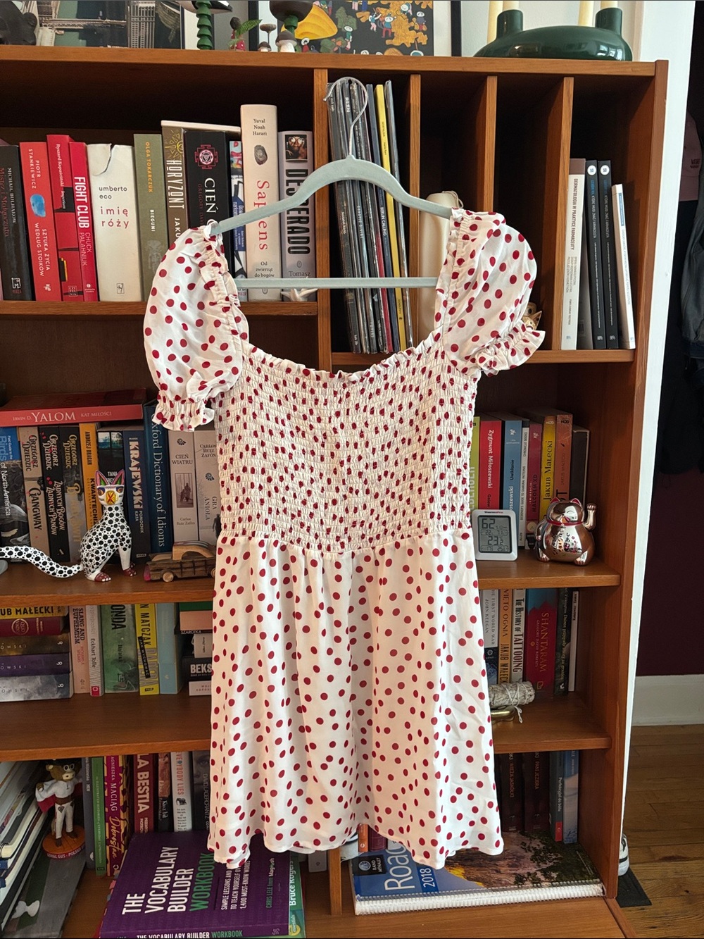 Reformation Cream Midi Dress with Red Polka Dots - Picture 7 of 11